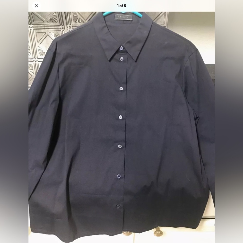 **FINAL!**NWOT Prada Long Sleeved Button Front Shirt Black - Sz 46/Medium